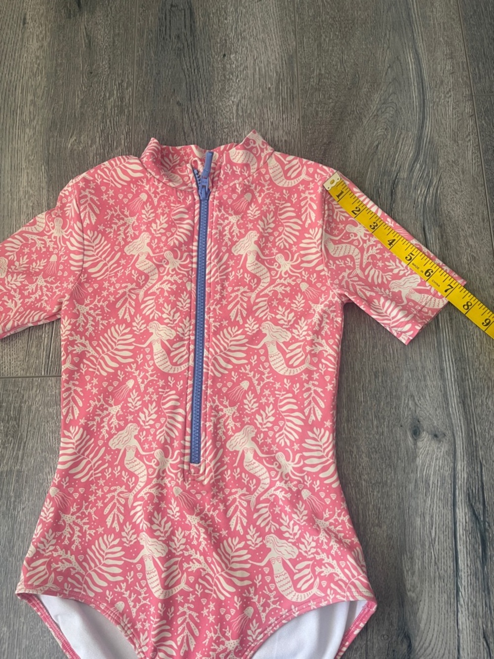 Boden Pink Mermaid Short-Sleeve One-Piece Swimsuit with Blue Zip - Picture 6 of 12